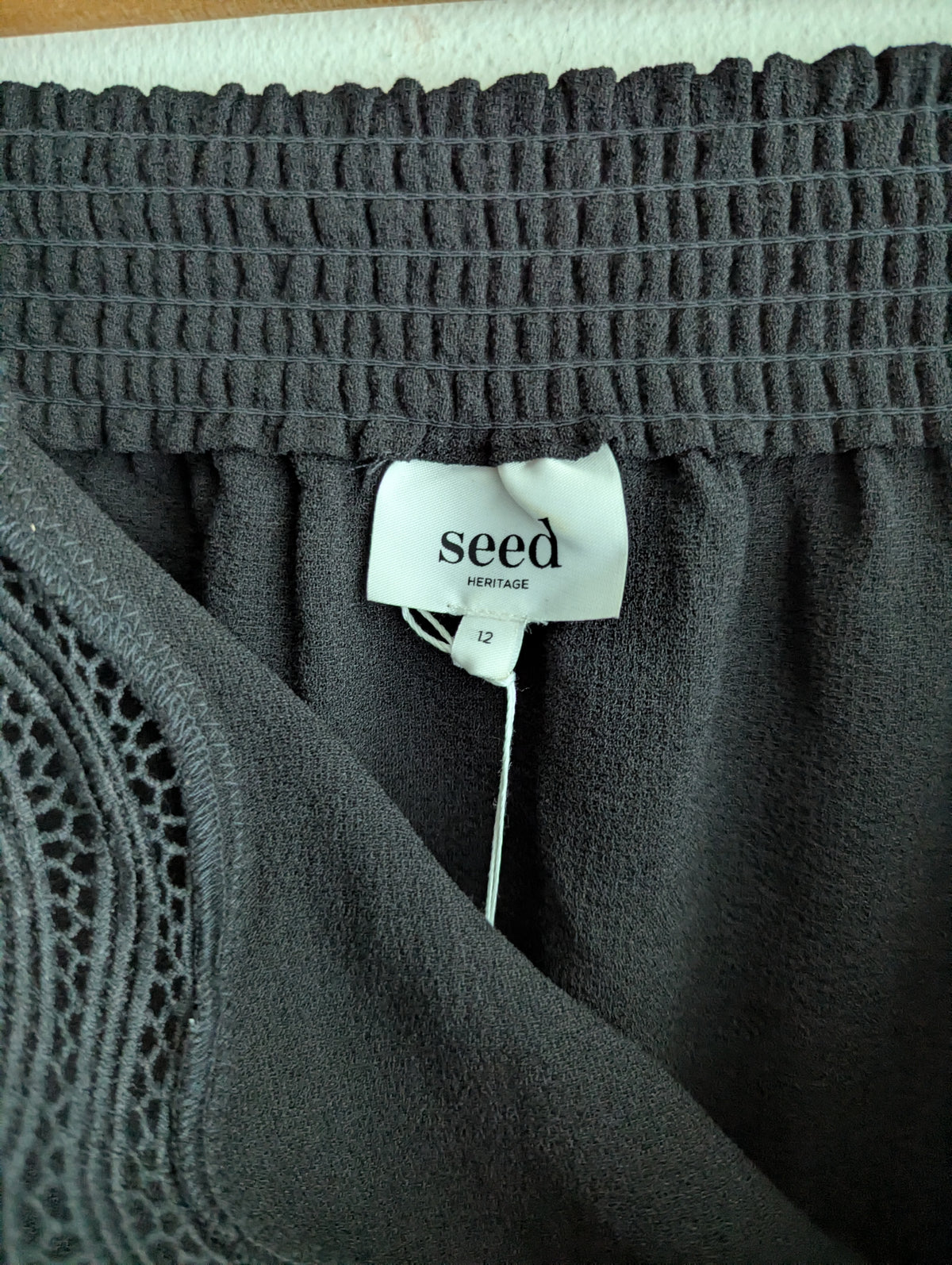 Seed Heritage Black Off-the-Shoulder Scallop Top