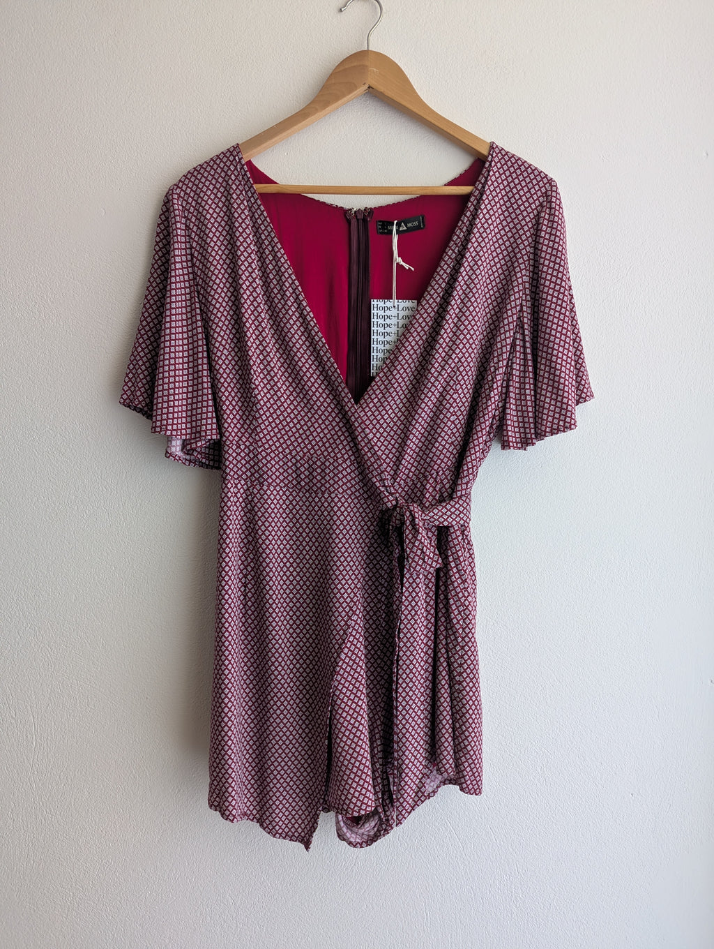 Minx & Moss Geometric Print Wrap Playsuit