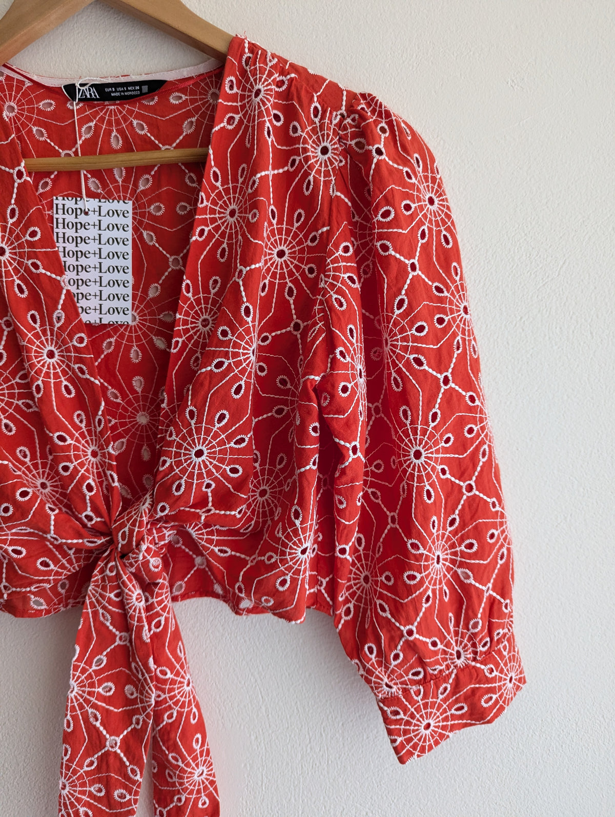 Zara Embroidered Tie Front Cropped Shrug