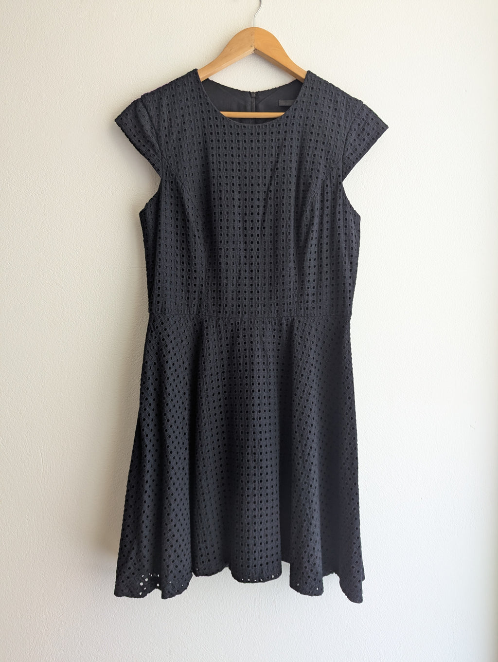 Cue in the City Black Grid Lace Fit & Flare Dress