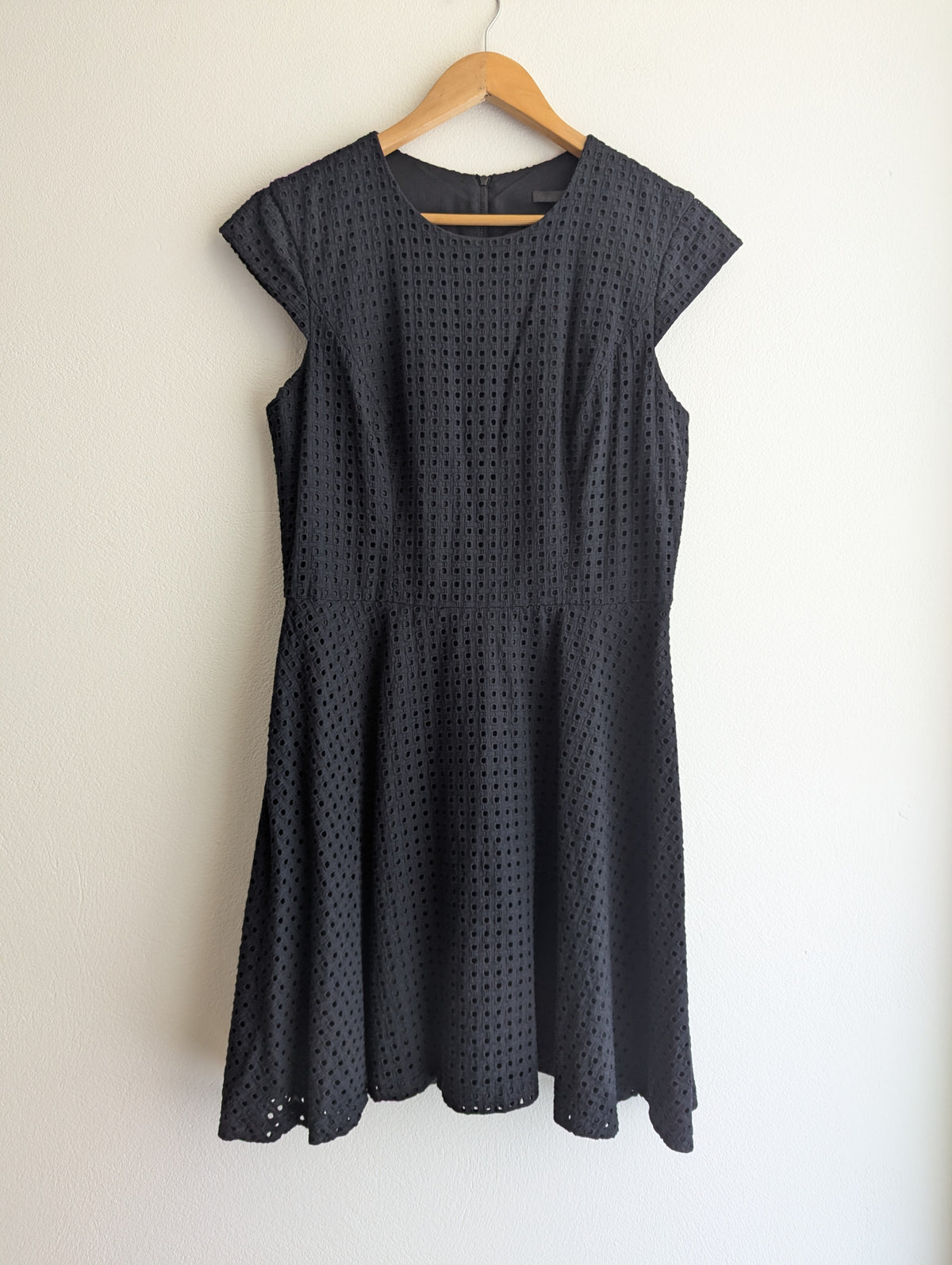 Cue in the City Black Grid Lace Fit & Flare Dress