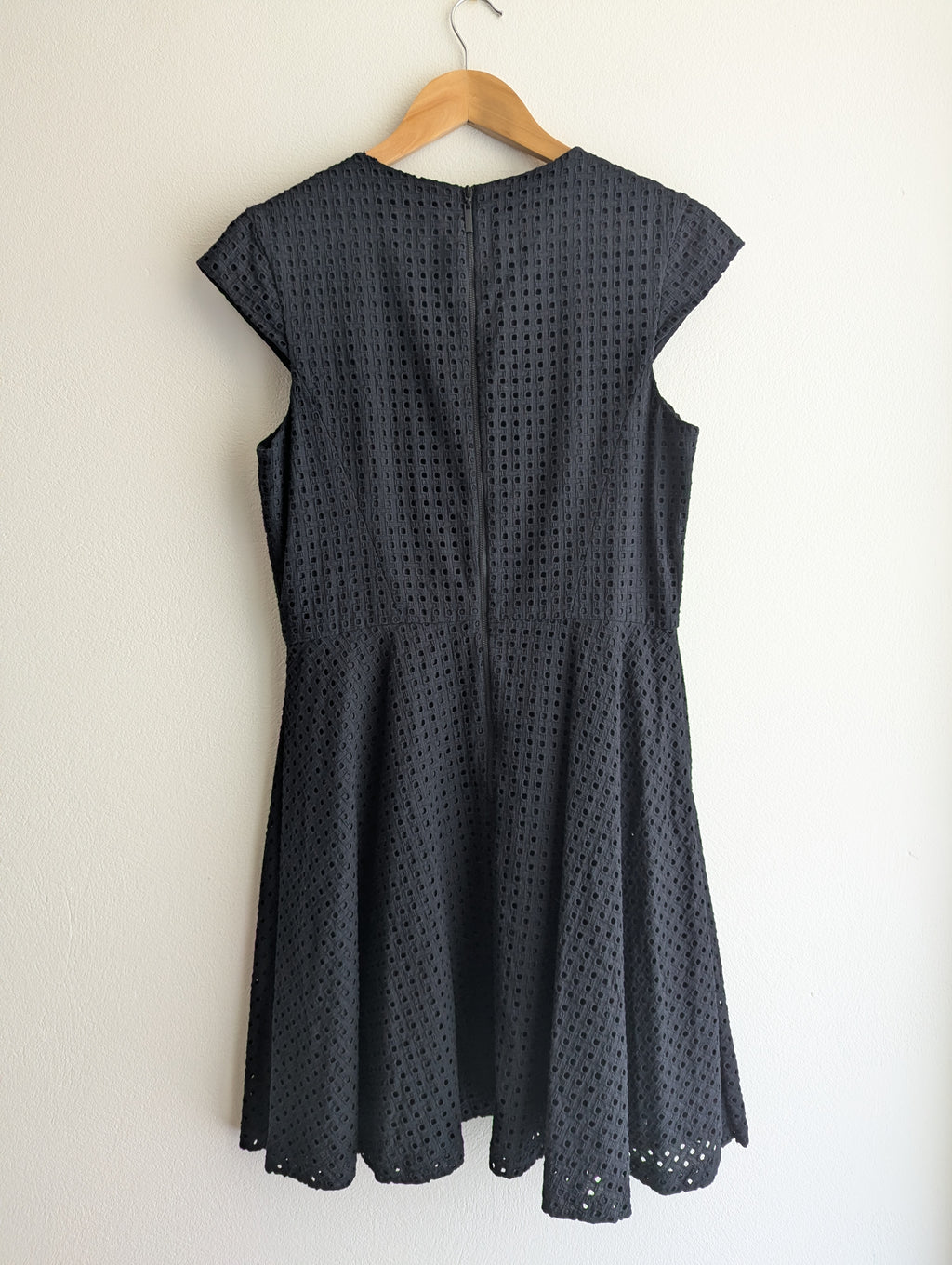 Cue in the City Black Grid Lace Fit & Flare Dress