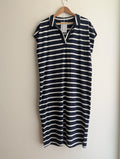 Navy & White Stripe Cotton Jersey Midi Dress