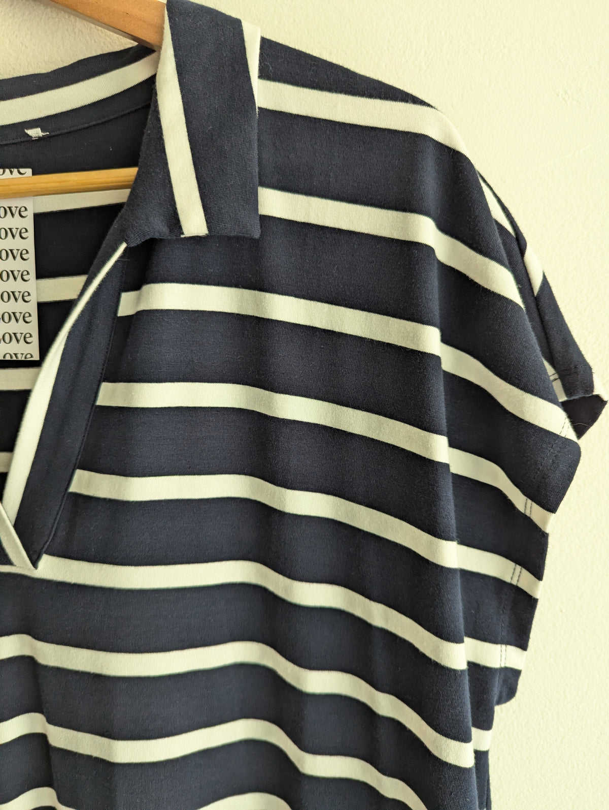 Navy & White Stripe Cotton Jersey Midi Dress