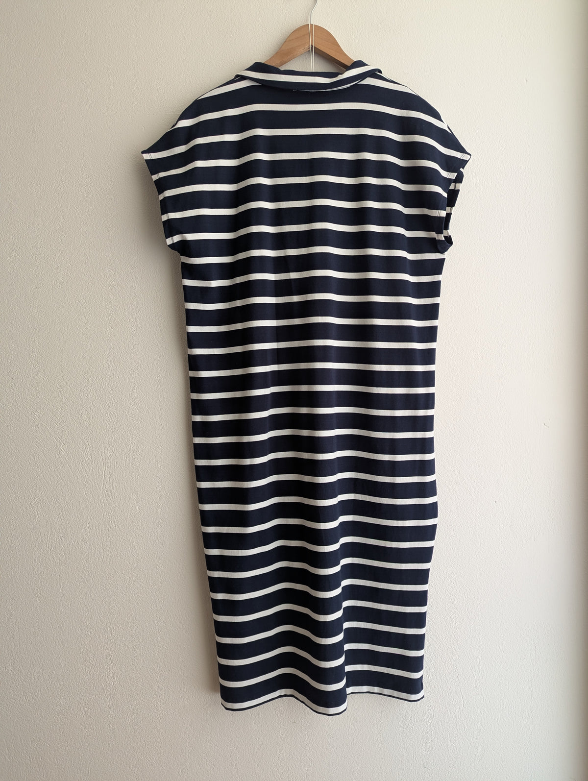 Navy & White Stripe Cotton Jersey Midi Dress