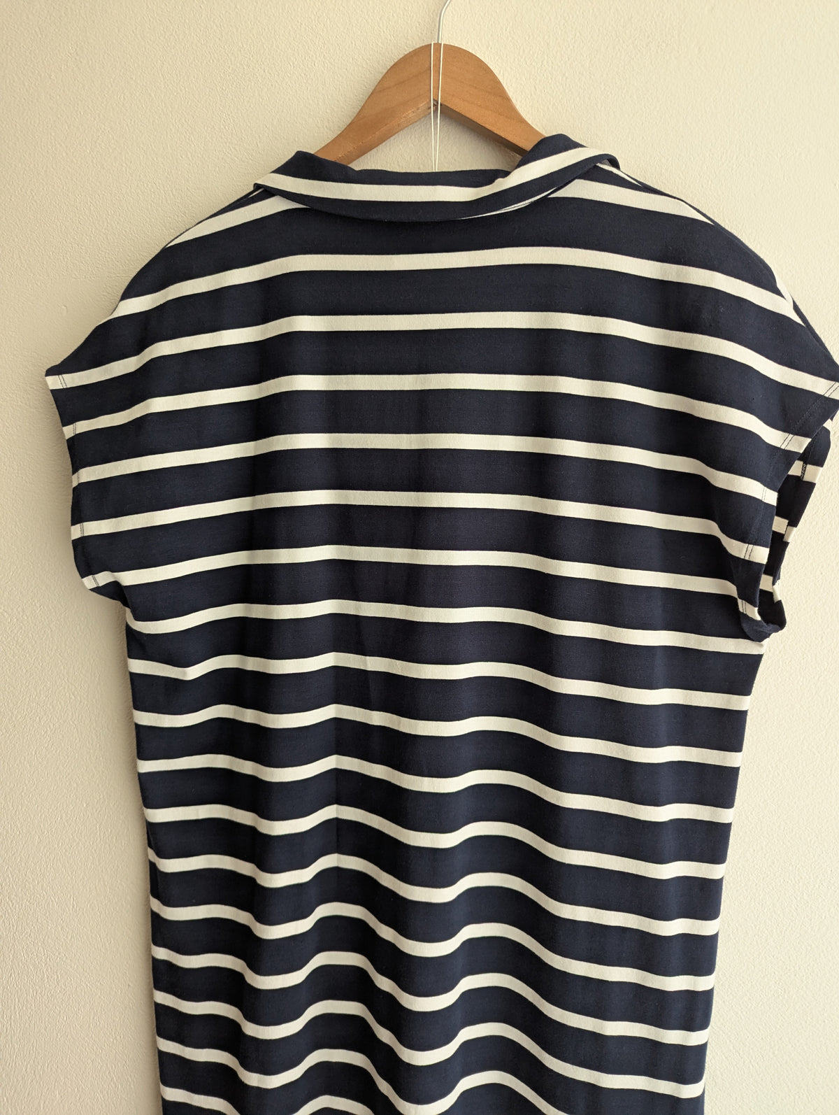 Navy & White Stripe Cotton Jersey Midi Dress