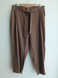 Suzanne Grae Brown Linen-blend Pull-On Trousers