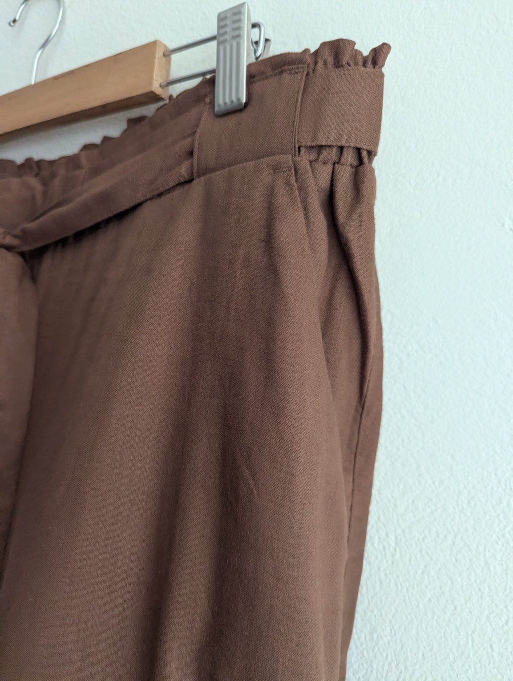 Suzanne Grae Brown Linen-blend Pull-On Trousers