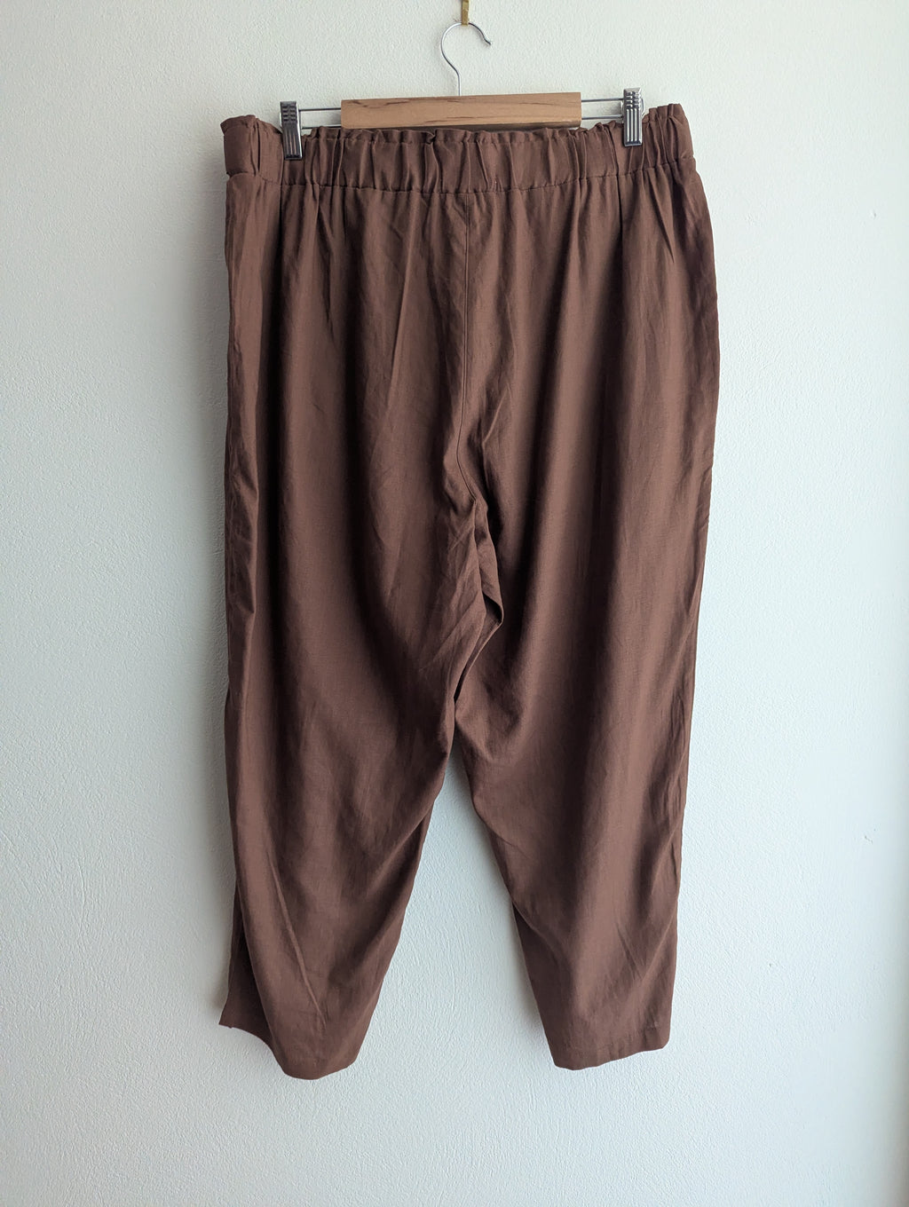 Suzanne Grae Brown Linen-blend Pull-On Trousers