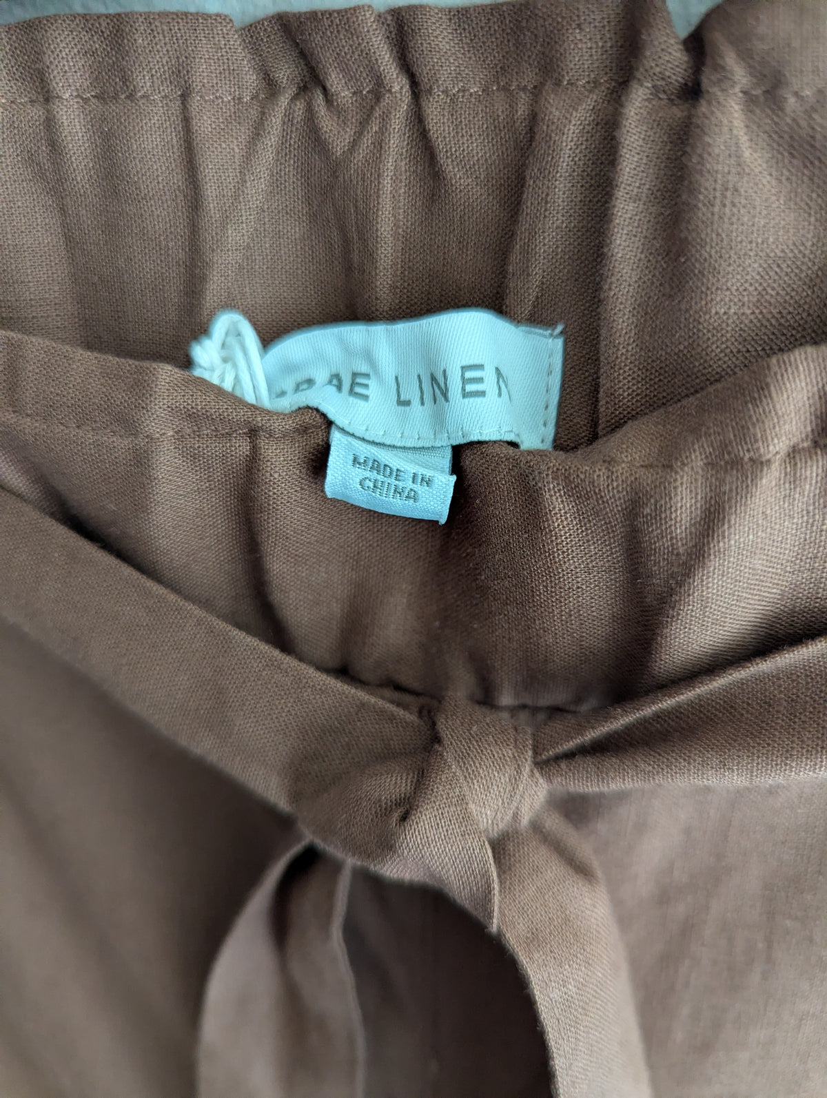 Suzanne Grae Brown Linen-blend Pull-On Trousers