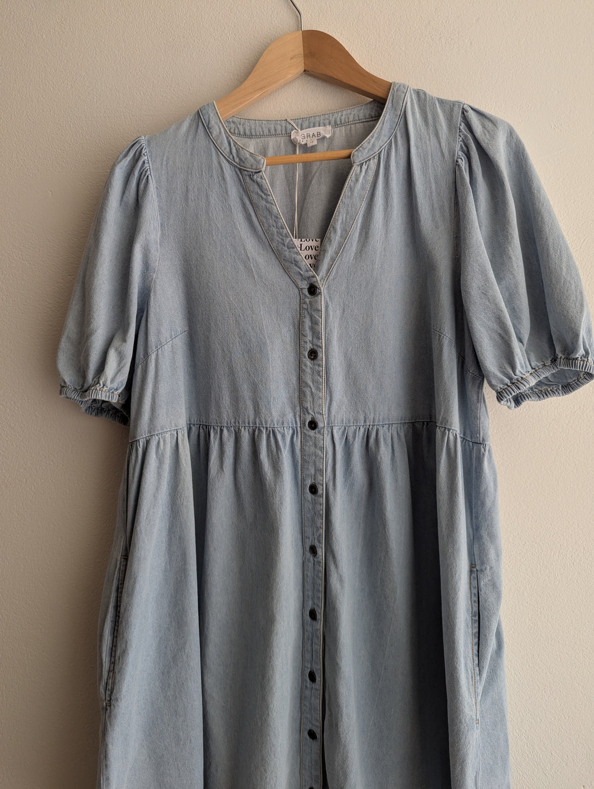 Grab Light Wash Demin Dress