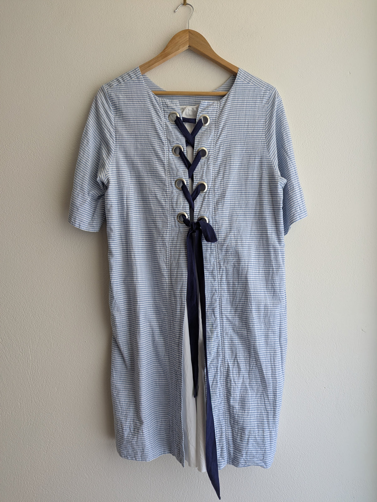 Cooper Blue Stripe Lace-up Dress