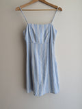 Miss Shop Blue Stripe Linen-Blend Mini Dress