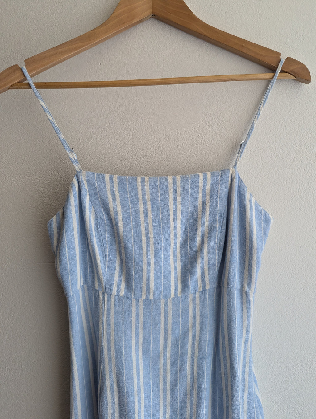 Miss Shop Blue Stripe Linen-Blend Mini Dress