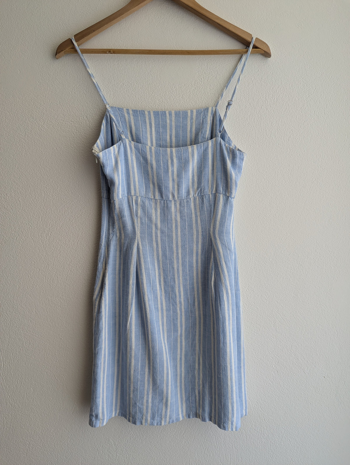 Miss Shop Blue Stripe Linen-Blend Mini Dress