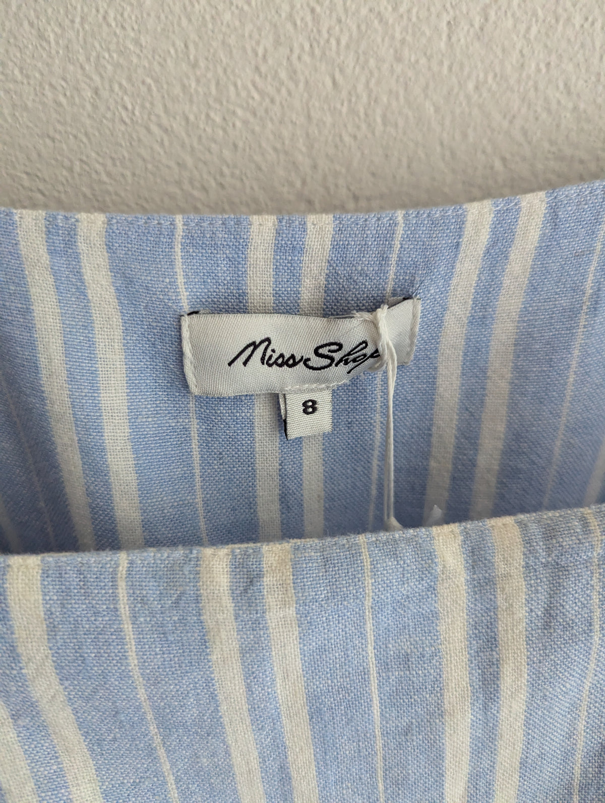 Miss Shop Blue Stripe Linen-Blend Mini Dress