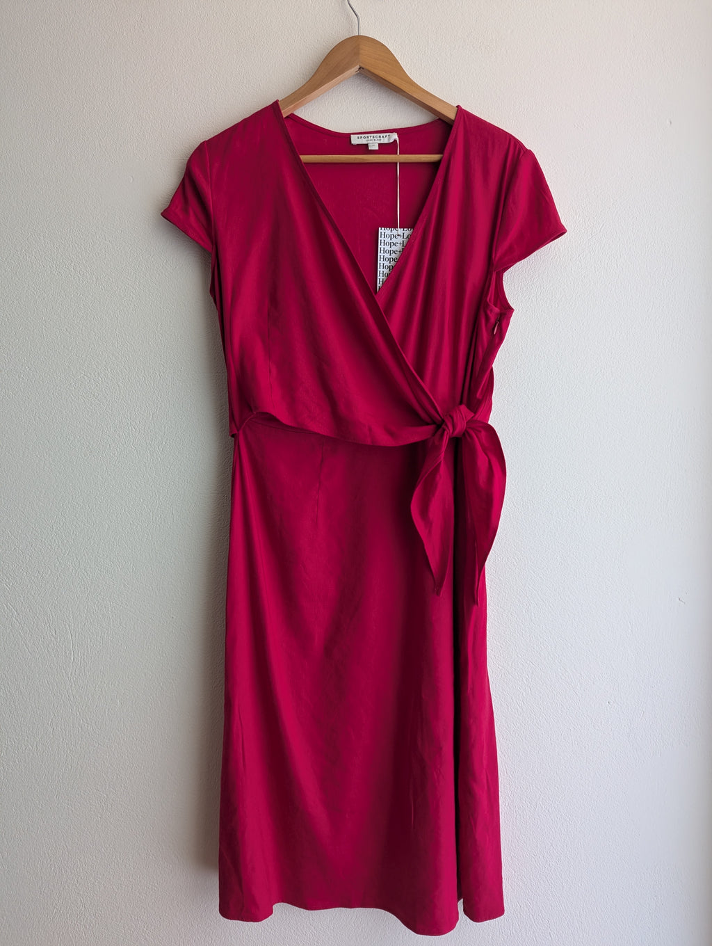 Sportscraft Pink Linen-Blend Wrap Dress