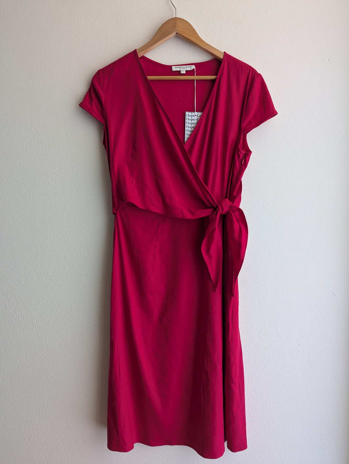 Sportscraft Pink Linen-Blend Wrap Dress