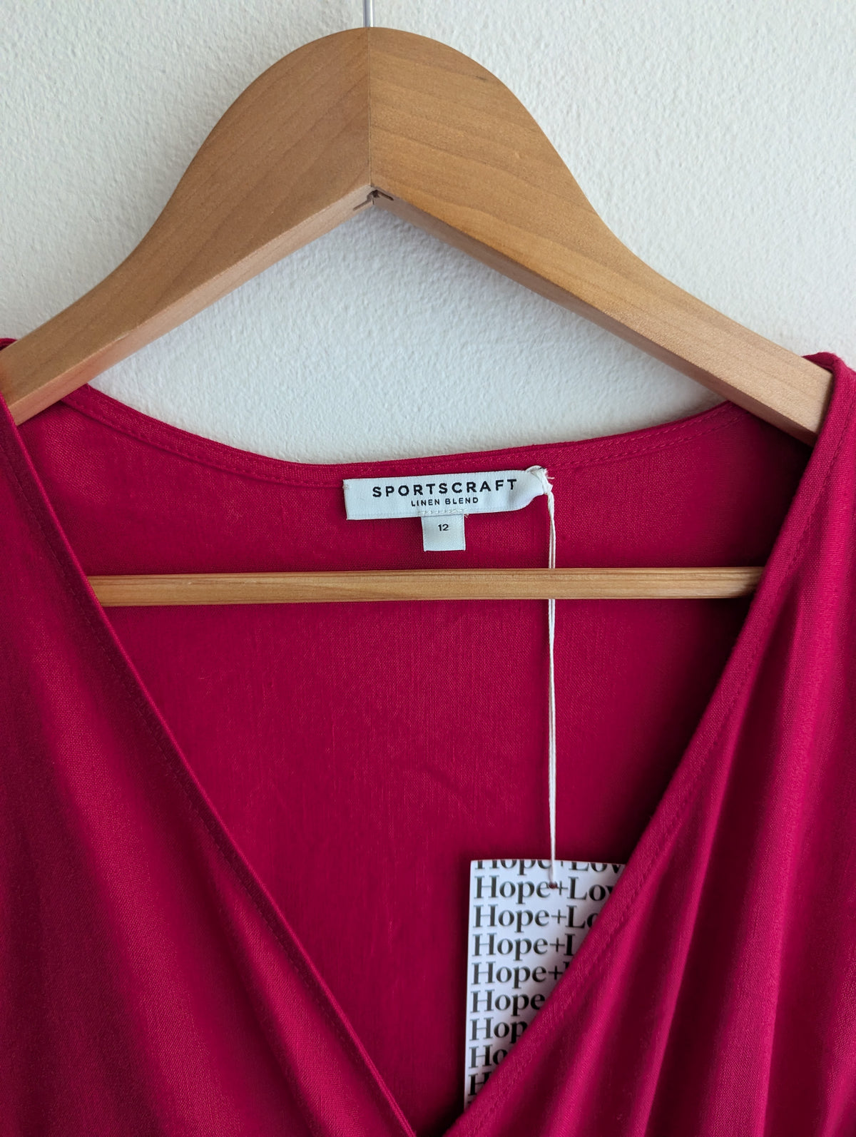 Sportscraft Pink Linen-Blend Wrap Dress