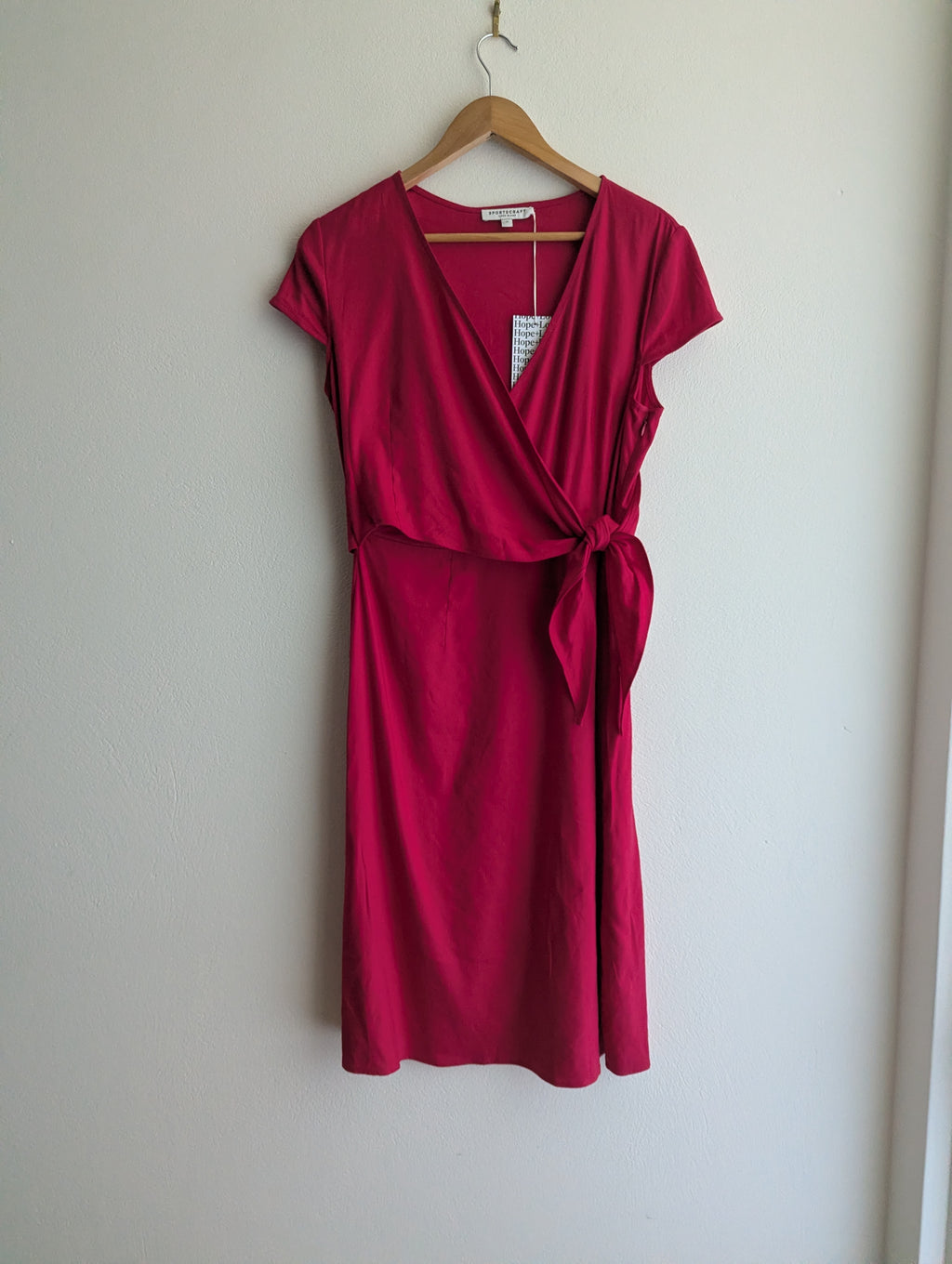 Sportscraft Pink Linen-Blend Wrap Dress
