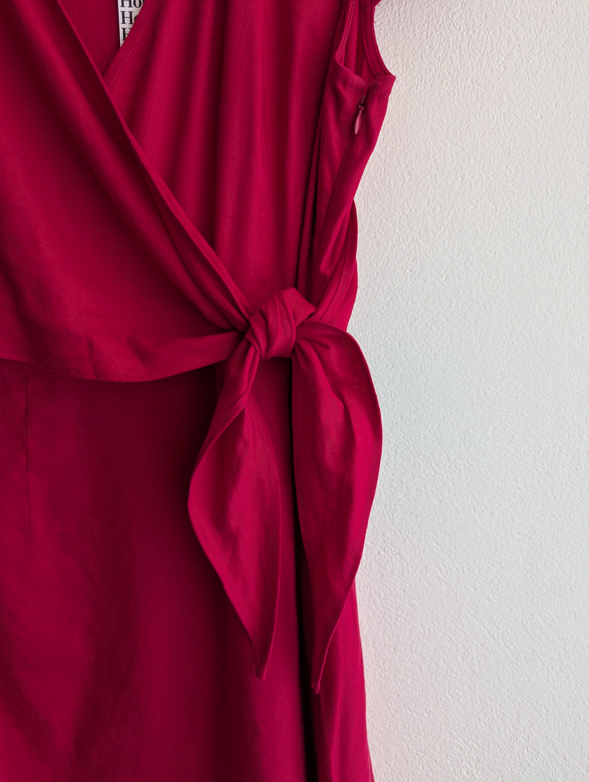 Sportscraft Pink Linen-Blend Wrap Dress