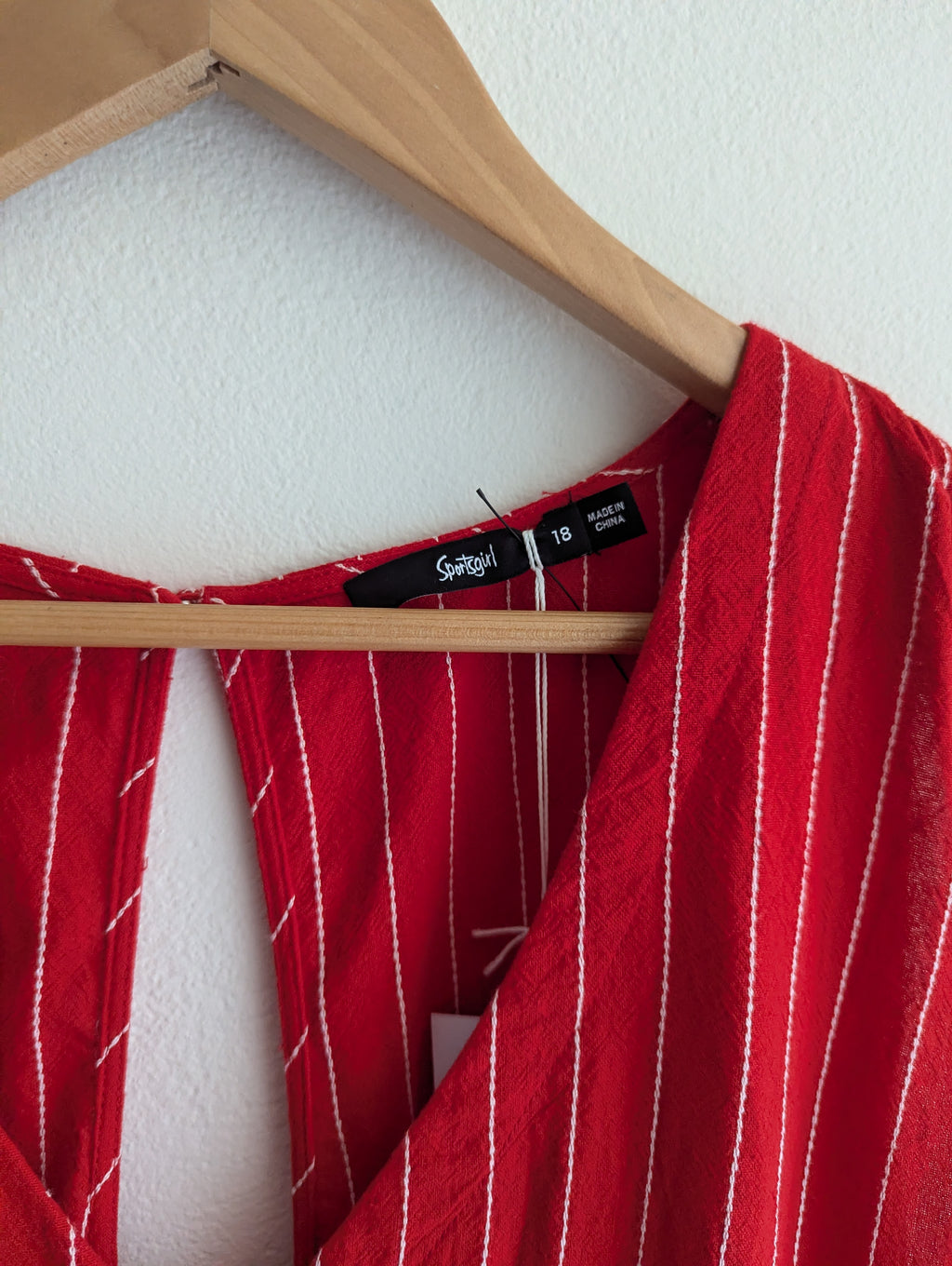 Sportsgirl Red Pinstripe Cotton Maxi Dress