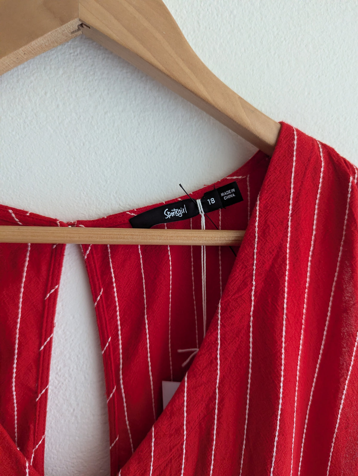 Sportsgirl Red Pinstripe Cotton Maxi Dress