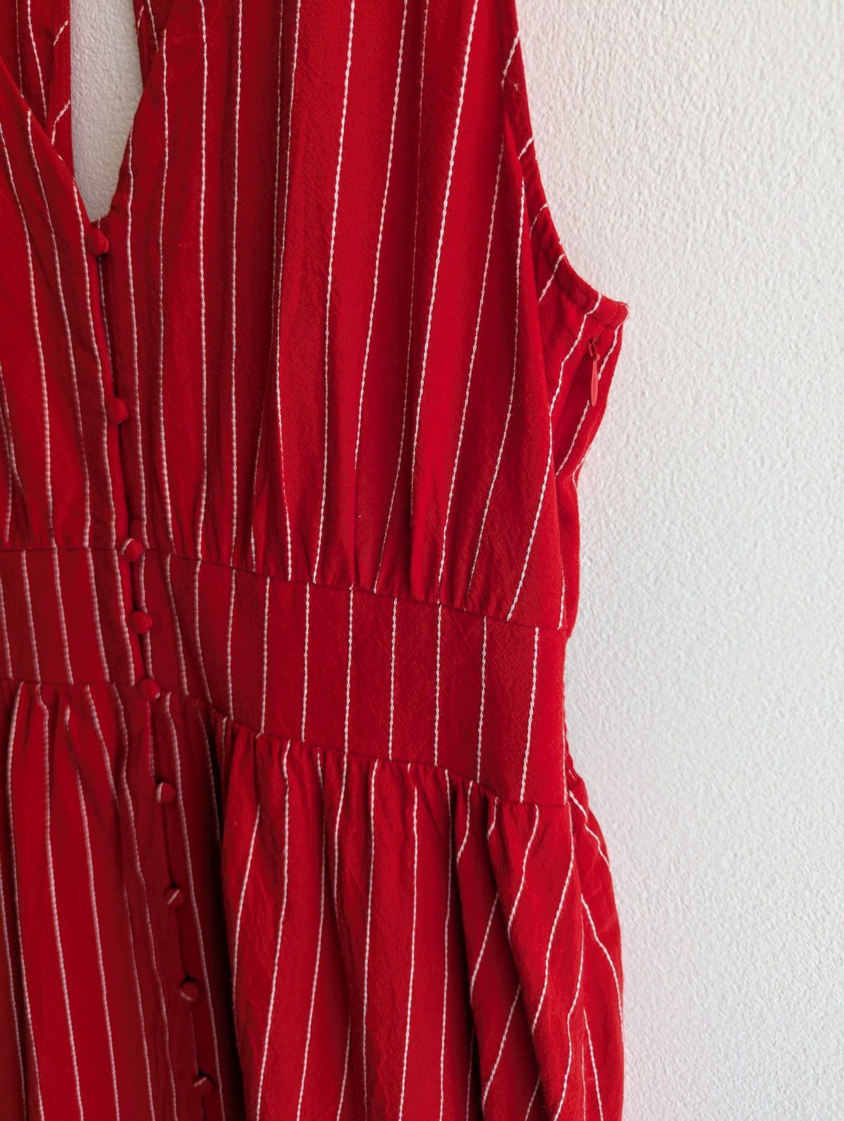 Sportsgirl Red Pinstripe Cotton Maxi Dress