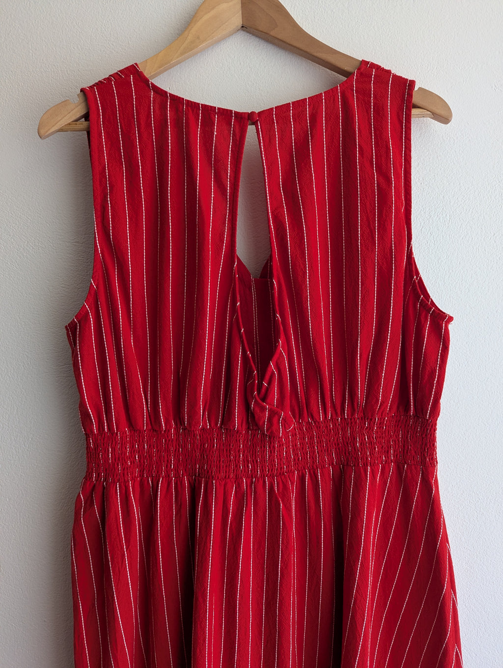 Sportsgirl Red Pinstripe Cotton Maxi Dress