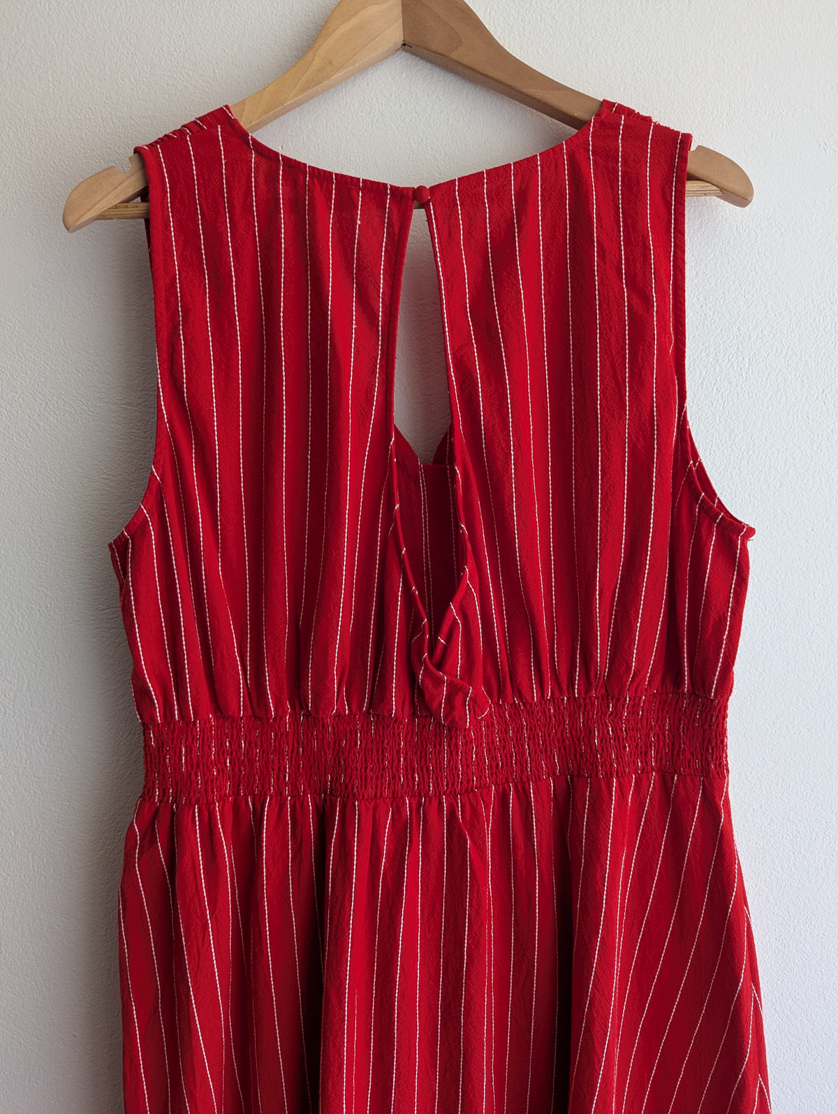 Sportsgirl Red Pinstripe Cotton Maxi Dress