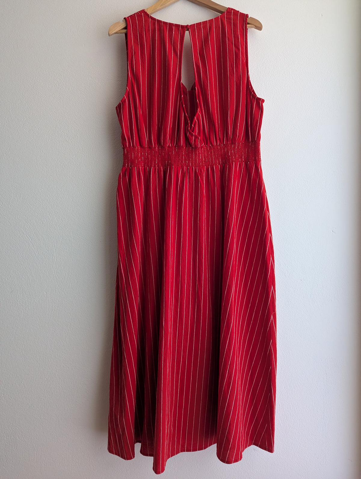 Sportsgirl Red Pinstripe Cotton Maxi Dress