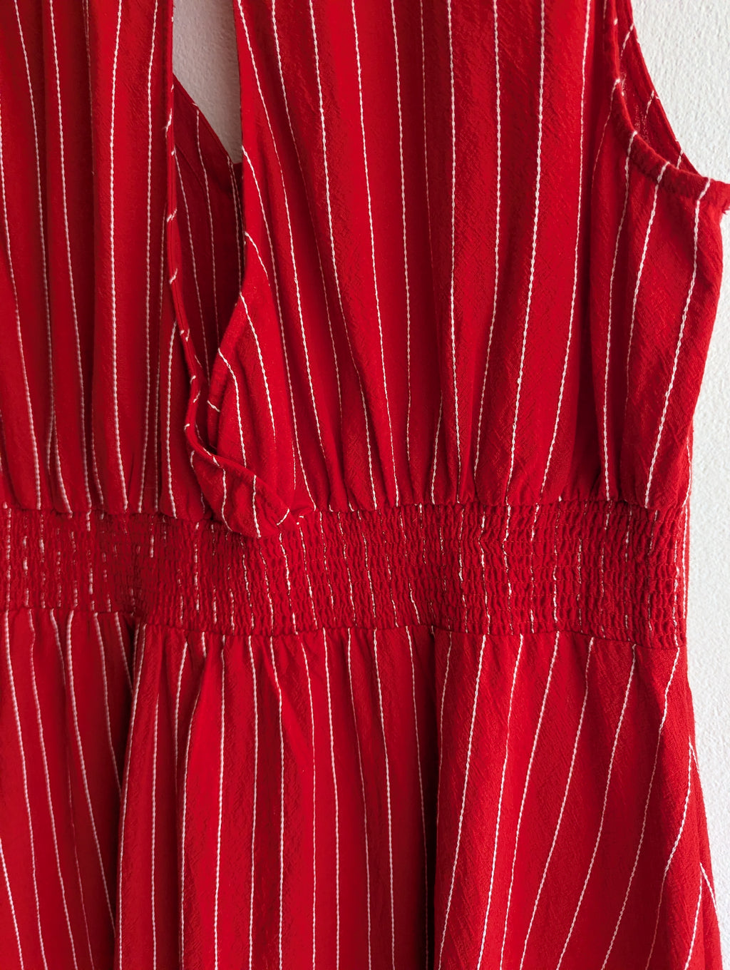 Sportsgirl Red Pinstripe Cotton Maxi Dress