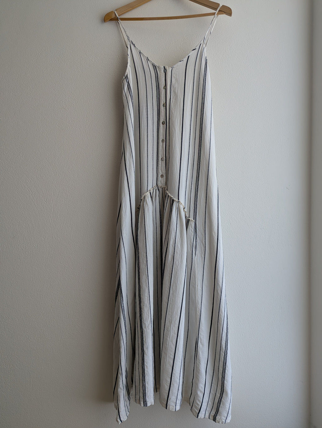 Devotion White & Navy Stripe Maxi Dress