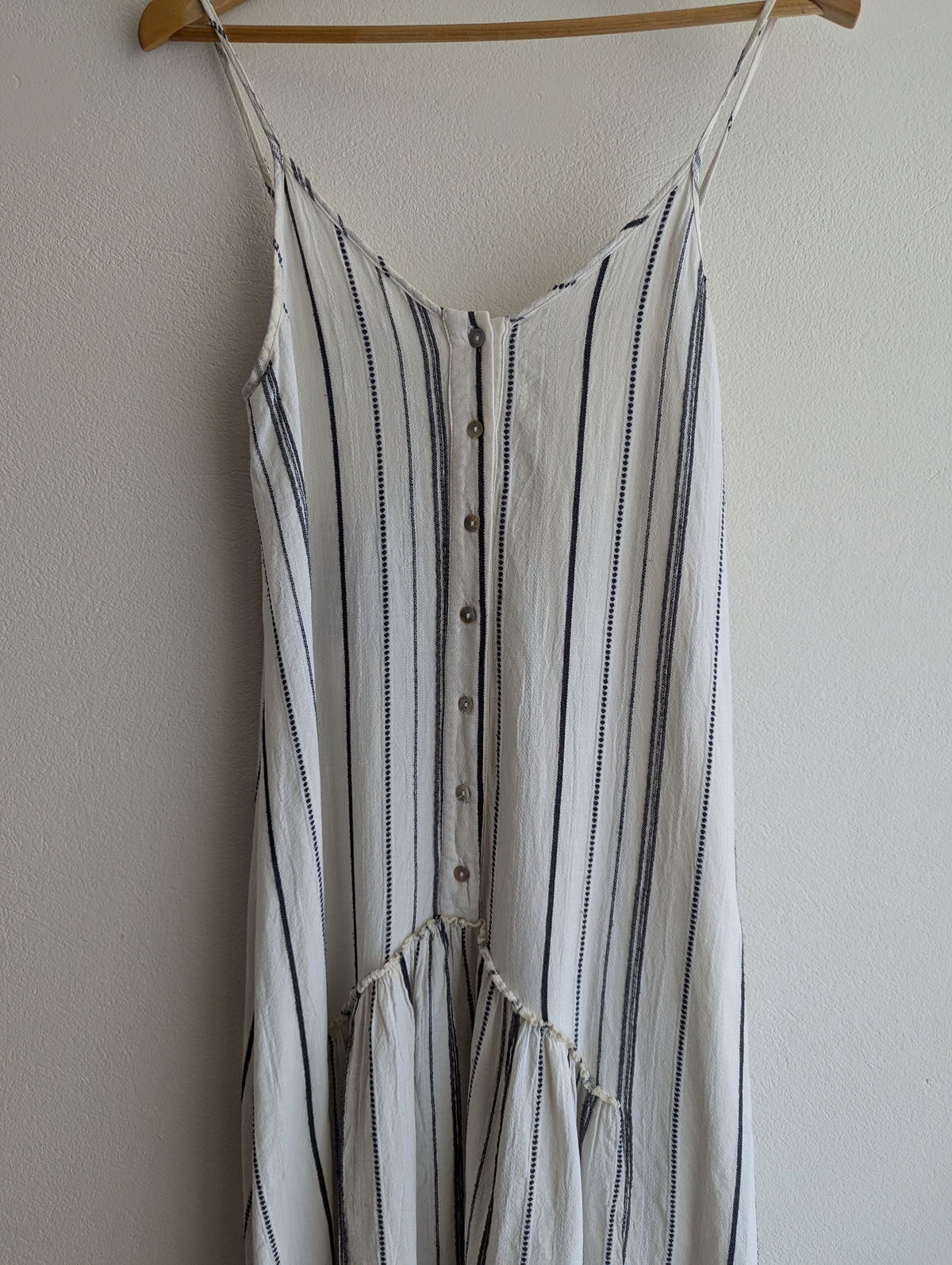 Devotion White & Navy Stripe Maxi Dress