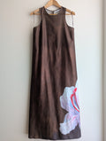 Zara Brown Satin Floral Print Maxi Dress