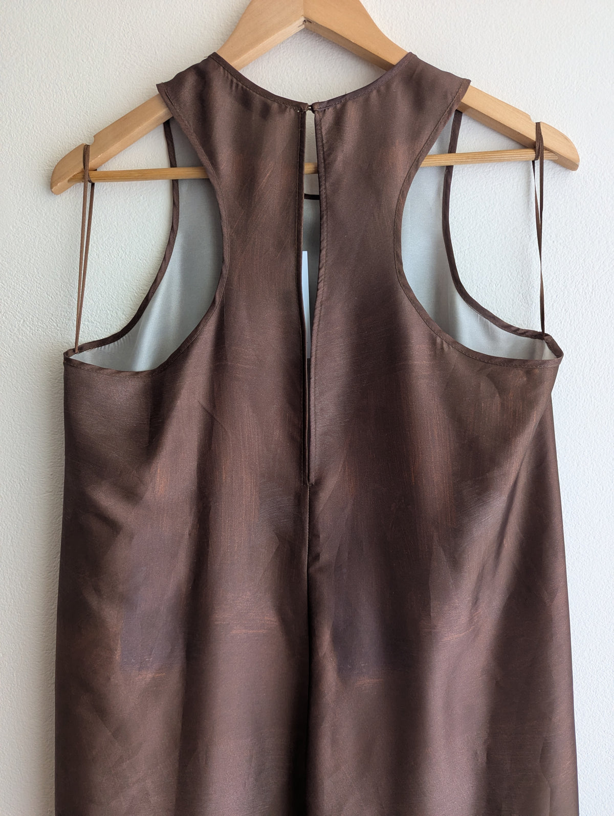 Zara Brown Satin Floral Print Maxi Dress