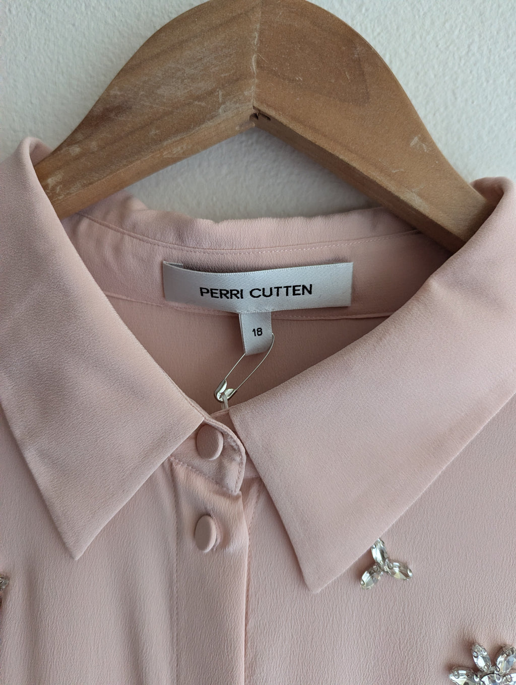 Perri Cutten Soft Pink Silk Shirt Maxi Dress
