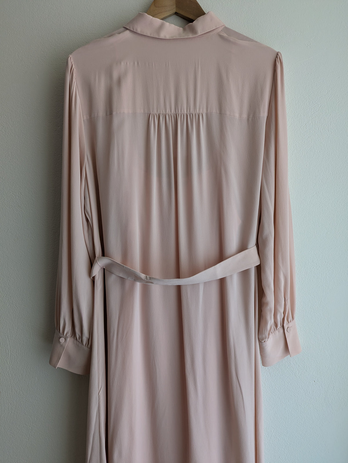 Perri Cutten Soft Pink Silk Shirt Maxi Dress