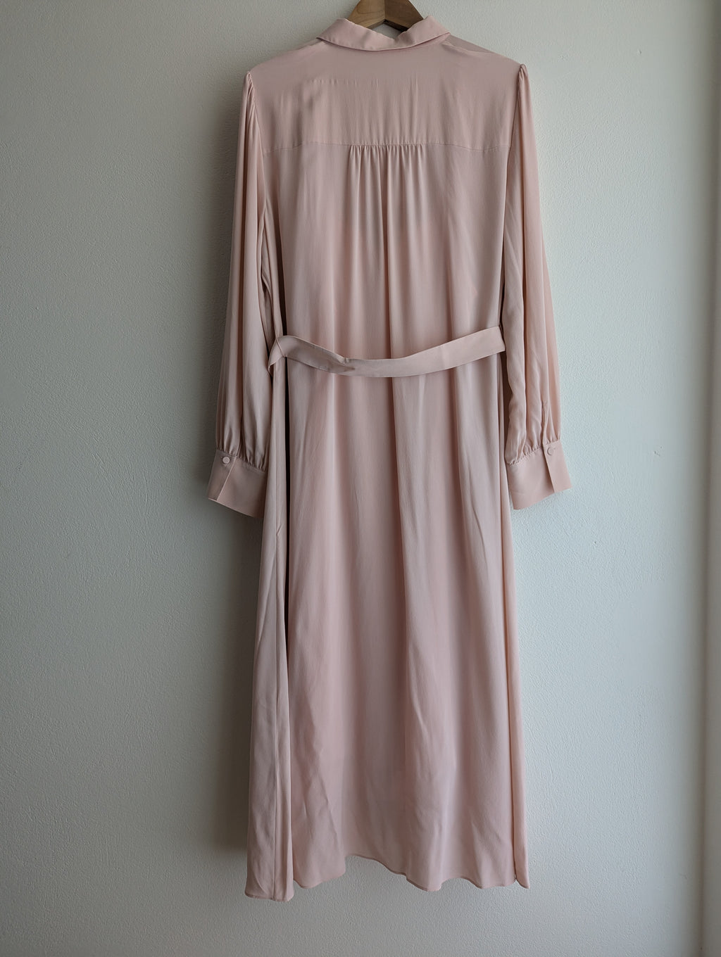 Perri Cutten Soft Pink Silk Shirt Maxi Dress
