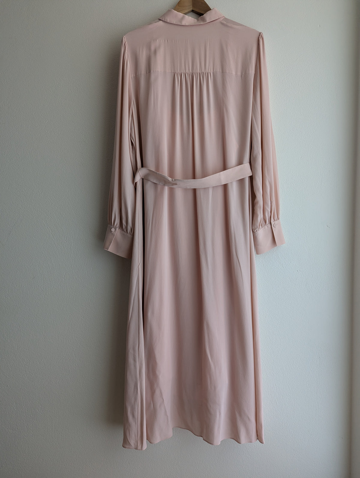 Perri Cutten Soft Pink Silk Shirt Maxi Dress