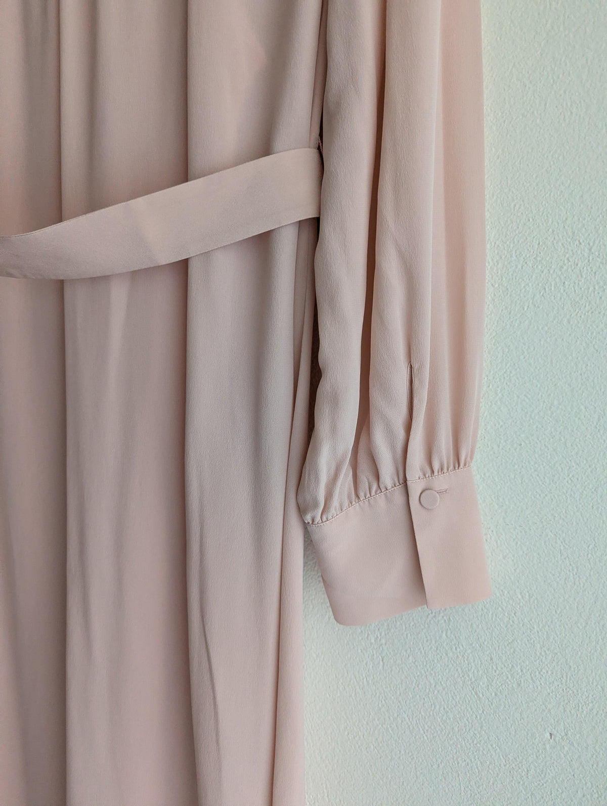 Perri Cutten Soft Pink Silk Shirt Maxi Dress