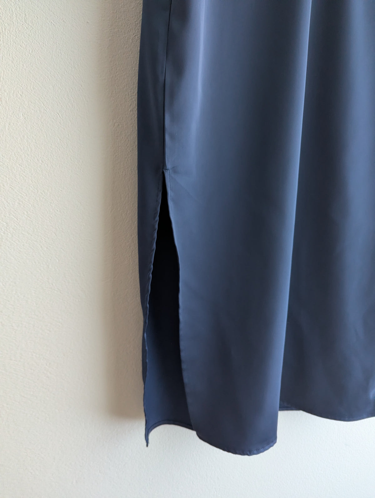 Milk And Honey Navy Satin Ruffle Dress