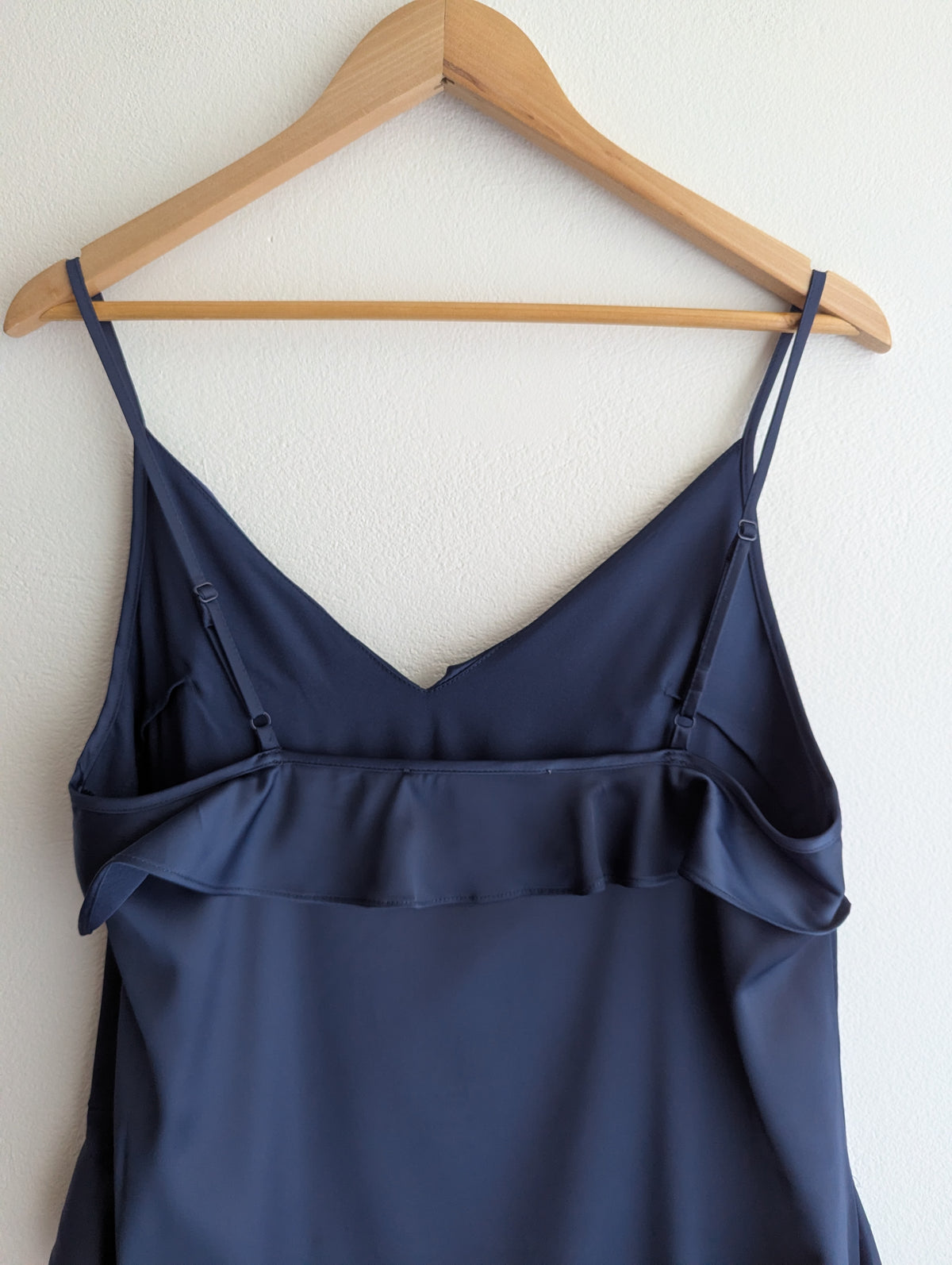 Milk And Honey Navy Satin Ruffle Dress