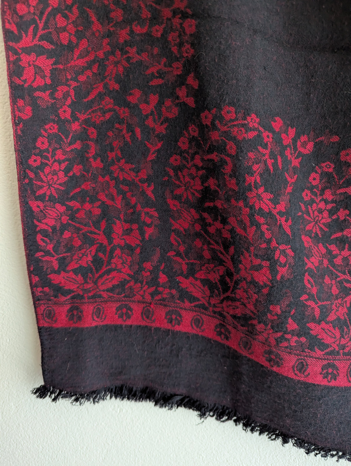 Cashmere Black with Red Florals Scarf/Wrap