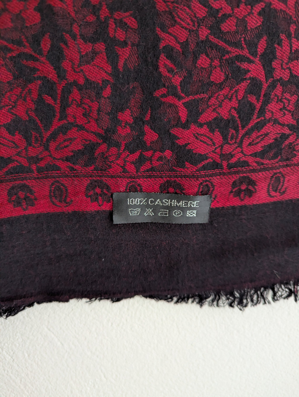 Cashmere Black with Red Florals Scarf/Wrap