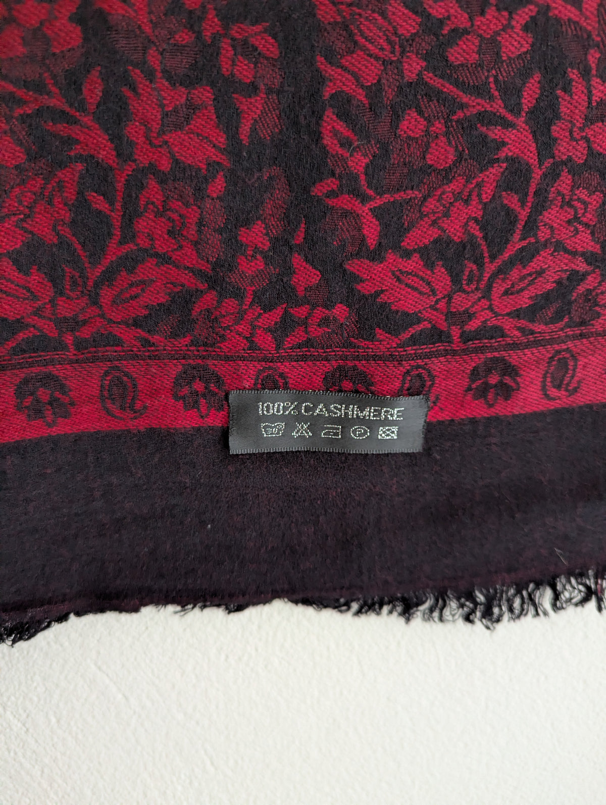 Cashmere Black with Red Florals Scarf/Wrap