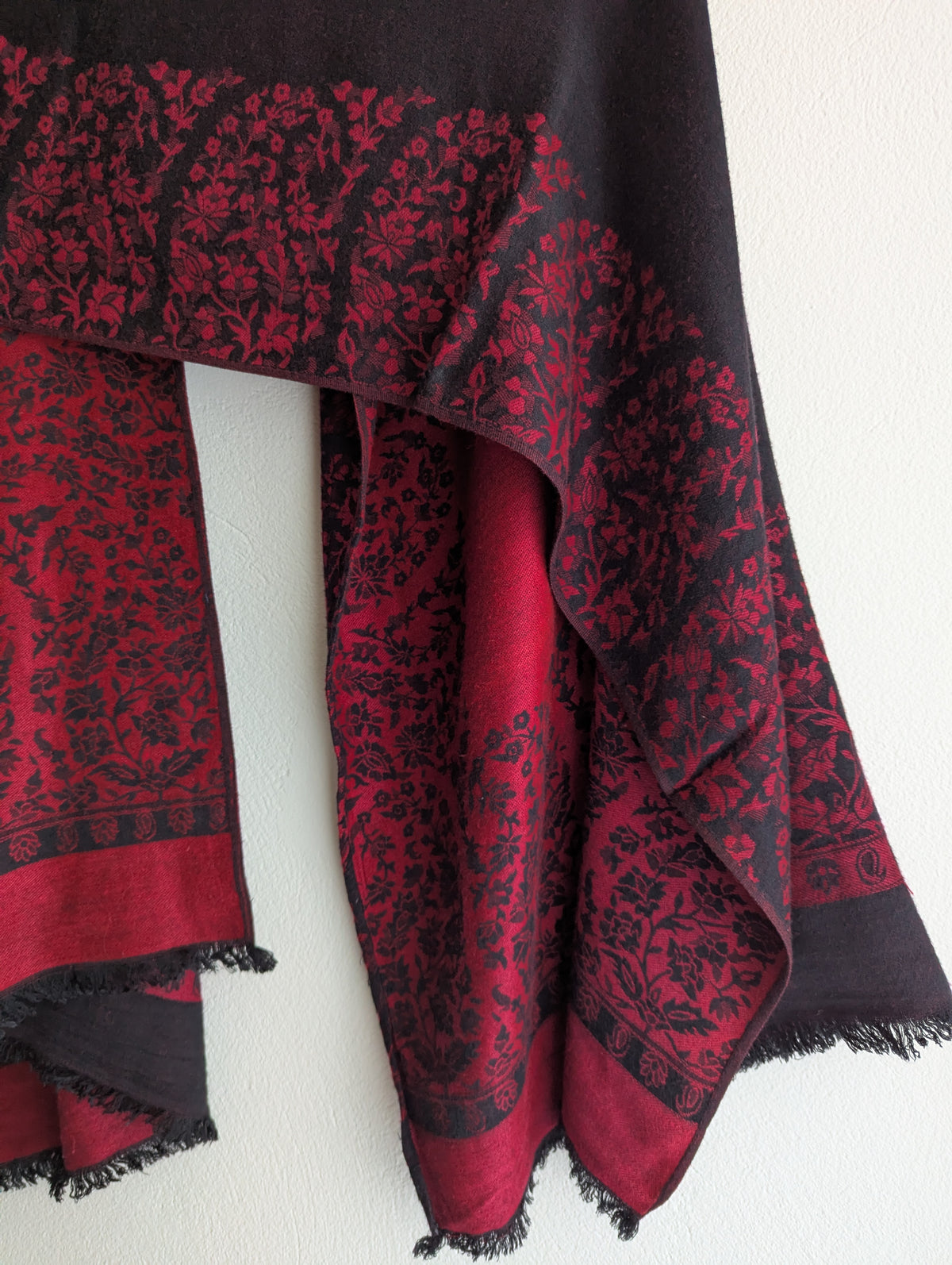 Cashmere Black with Red Florals Scarf/Wrap