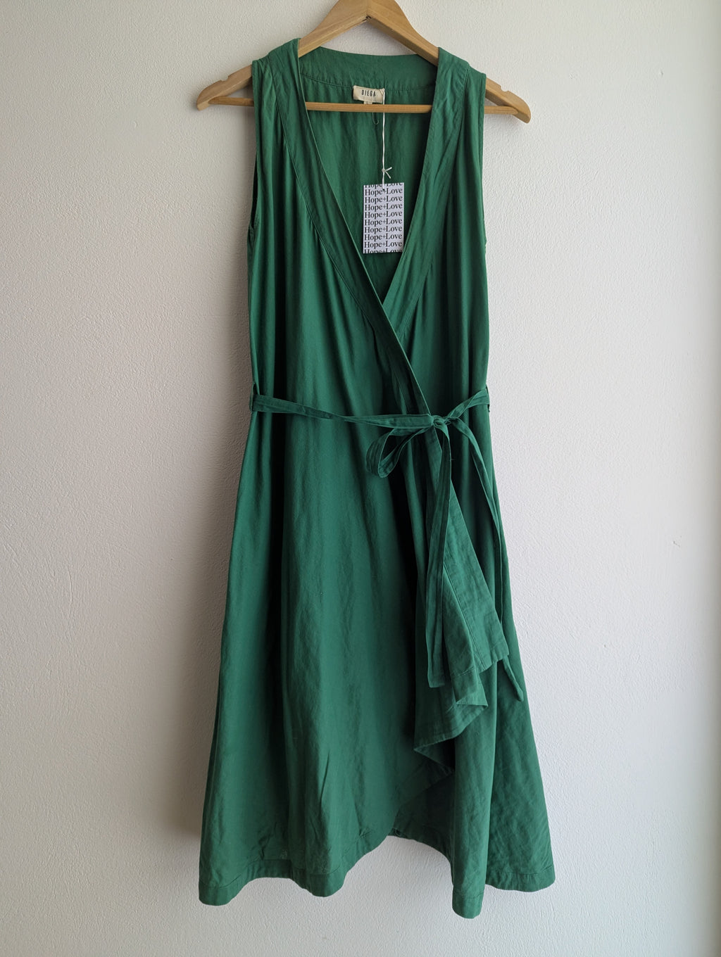 Diega Green Cotton Wrap Dress