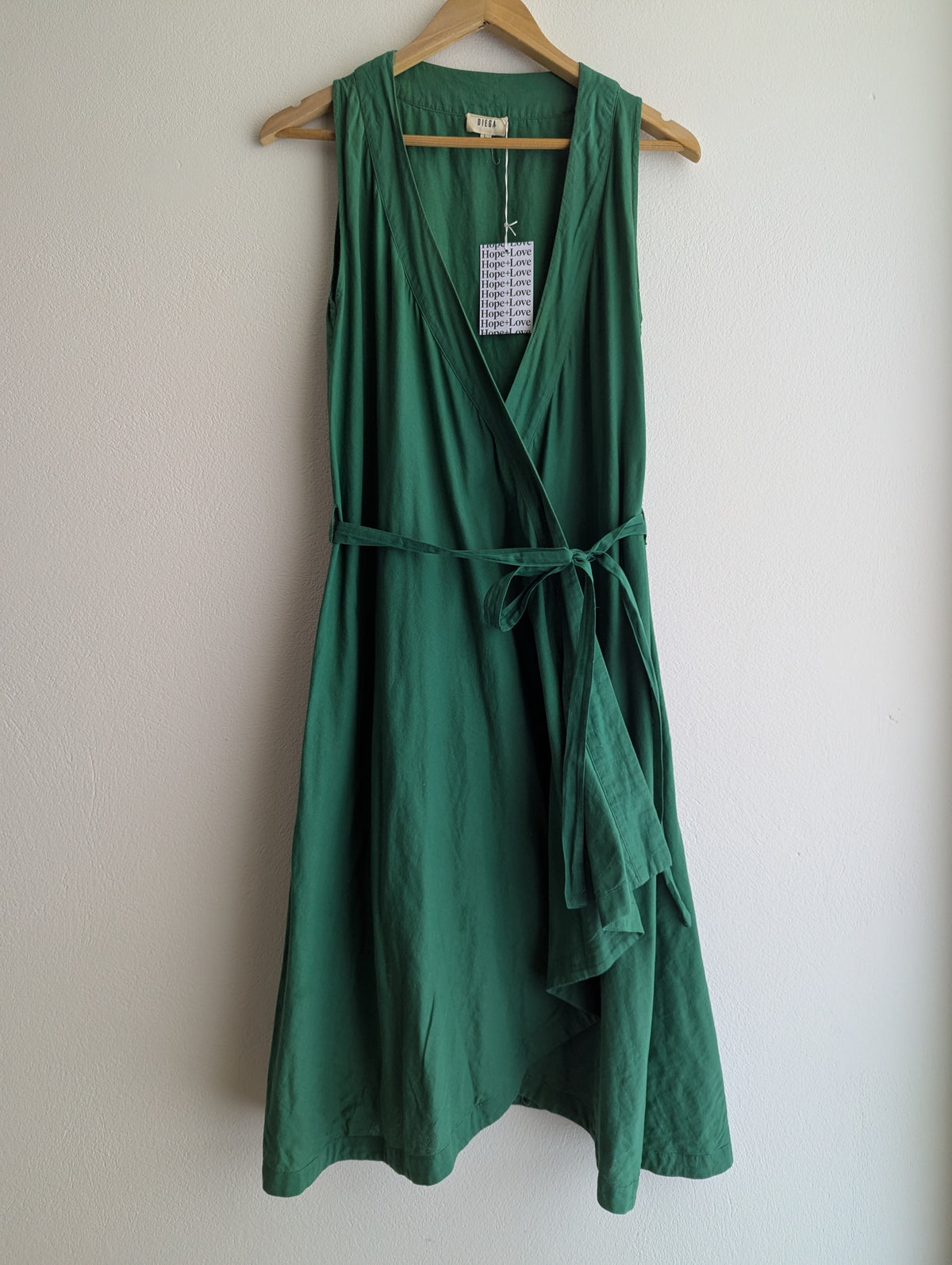 Diega Green Cotton Wrap Dress