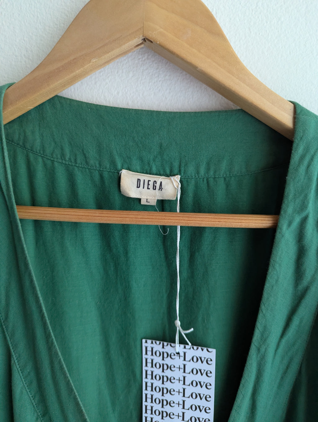 Diega Green Cotton Wrap Dress